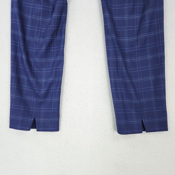WHBM Pants Womens 00 Long Blue Plaid Curvy Slim Tapered Leg Ankle Trouser NEW - Picture 13 of 16